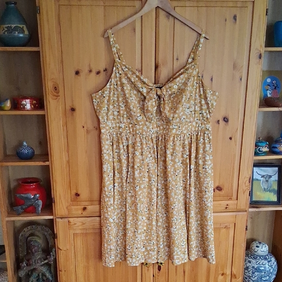 Torrid Retro Chic Yellow Floral Sleevess Swing Dress Plus Size 3X - Picture 2 of 9